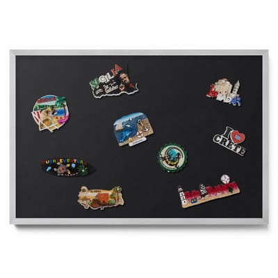 Tulup Magneetbord met Zilveren Frame - Zwart Magneetbord in Effen Kleuren - 60 cm x 40 cm - Zwarte kleur - Magnetisch Bord voor Magneten - Magneetbord voor Foto's en Notities - Magneetbord voor Reissouvenirs