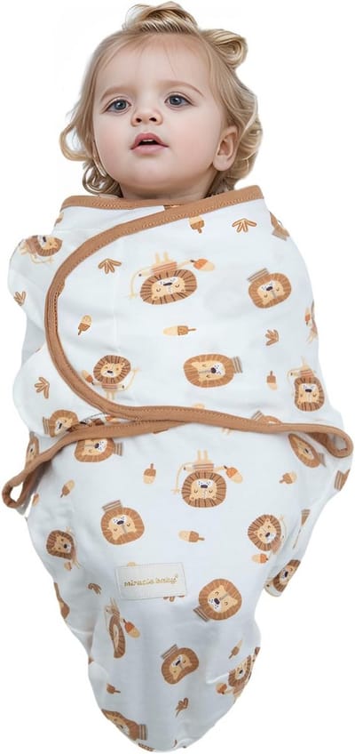 Zachte Inbakerdoek 100% Katoen voor Pasgeborenen - Uniseks Babydeken voor Jongens & Meisjes - Lieve Dierenprint - Ideaal als Knuffeldekentje & Reisaccessoire (Lewenmotief, Maat S)