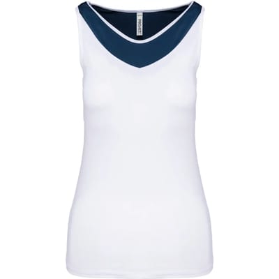 PROACT® Tweekleurige padeltop voor dames PA4031 - White / Sporty Navy - L