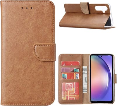 Portemonnee Book Case Hoesje Geschikt voor: Samsung Galaxy A35 - Lichtbruin