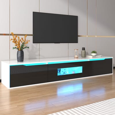 Sweiko TV kast - Hoogglans - LED verlichting - TV meubel - Zwart + Wit