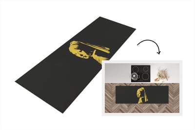 Keukenloper - Loper keuken - Meisje met de parel - Vermeer - Geel - 150x50 cm - Keukenloper vinyl