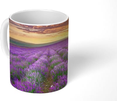 Mok - Koffiemok - Lavendel - Wolken - Lente - Mokken - 350 ML - Beker - Koffiemokken - Theemok