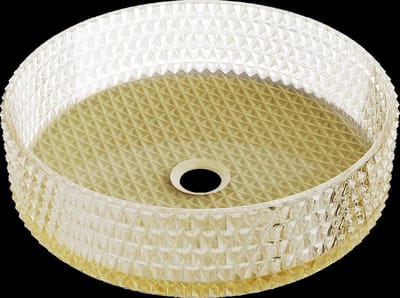 Mexen Aura glazen opbouwwastafel 39 x 39 cm, transparant/goud - 24013951