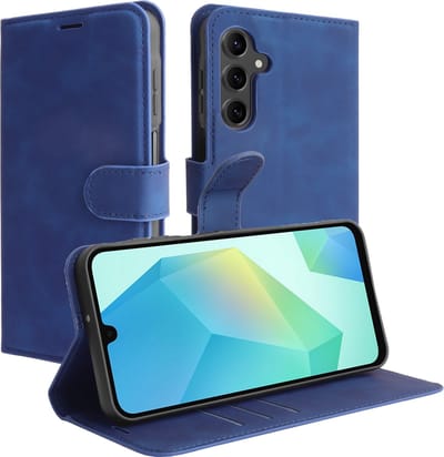 Cazy hoesje geschikt voor Samsung Galaxy A16 Hoesje met Pasjeshouder - Premium Bookcase - Blauw