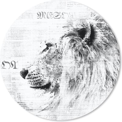 Muismat rond 20x20 cm - Mousepad Leeuw - Krant - Zwart - Wit - Ronde muismatten