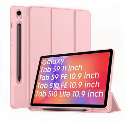 Casemania Hoes Geschikt voor Samsung Galaxy Tab S10 Lite 10.9" / Tab S10 FE 11" / Tab S9 11" / Tab S9 FE 11" - Roze - Tri-Fold Case met S-Pen Houder - Smart Cover - Auto-Wake/Sleep