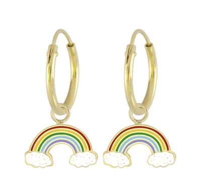 WeLoveSilver - zilveren kinderoorringen - gold plated - regenboog