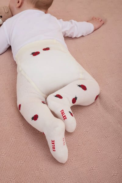 FALKE Cute Ladybug dun gedessineerd katoen panty baby wit - maat 62-68