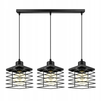 Zwarte Hanglamp Industrieel Loft 3x E27 voor Woonkamer