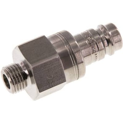 RVS DN 10 Luchtkoppeling Insteeknippel G 1/4 inch Buitendraad Double Shut-Off - CLP10-M-S-SV-P-014
