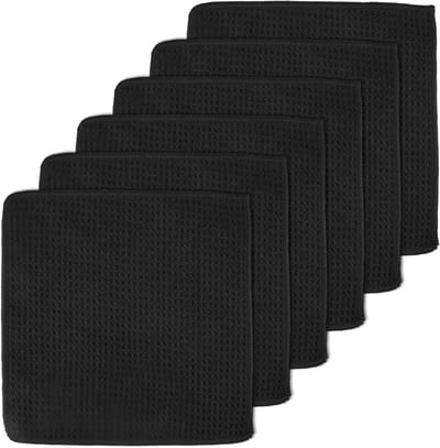 Set van 6 Wasbare Keuken- en Badkamerdoeken 20 x 20 cm Microvezel Superabsorberend Wafelstructuur Schoonmaakdoeken