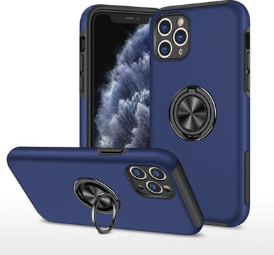 Smartphonica iPhone 11 Pro Hoesje Met Magneet voor Autohouder en Ring Houder - Blauw geschikt voor iPhone 11 Pro