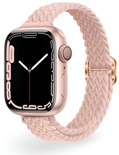 Stravo Slank Gevlochten Nylon Bandje – Geschikt voor Apple Watch 42mm (Series 11/10), 41mm (Series 9/8/7), 40mm (Series 6/5/4/, SE 1/2/3), 38mm (Series 3/2/1) – Roségouden Verstelbare Schuifsluiting – Comfortabel Horlogebandje – Roze