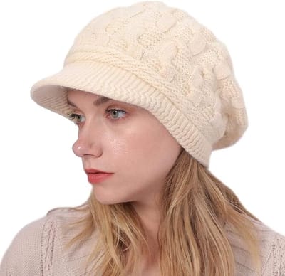 Gebreide mutsen - gebreide mutsen voor dames - warme gebreide mutsen - wintermutsen - fleecevoering, warme gebreide wollen muts voor dames, gehaakt