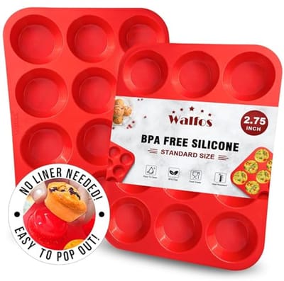 Siliconen muffinvorm voor 12 muffins, BPA-vrij en vaatwasmachinebestendig, ideaal voor muffins, taarten en meer