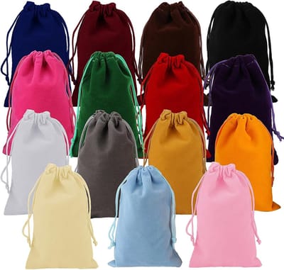 SnelShoppen - 15 Stuks 10x15 cm Kleurige Fluwelen Zakjes, Trekkoord Tassen voor Sieraden, Mini Cube Tassen voor Verpakking van Ringen en Cadeaus