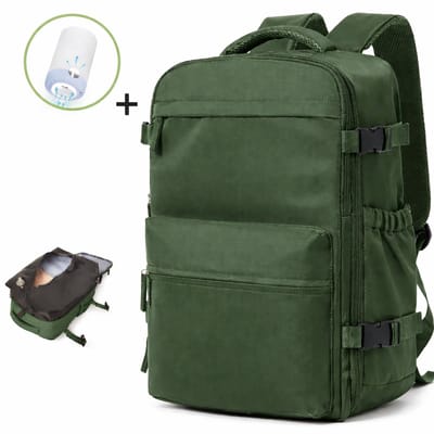 Jumalu Vacuüm rugzak 30L – Handbagage Reisrugzak met Vacuümpomp – Waterdichte Compressie Rugtas voor Vliegtuig & Zakenreis – Groen