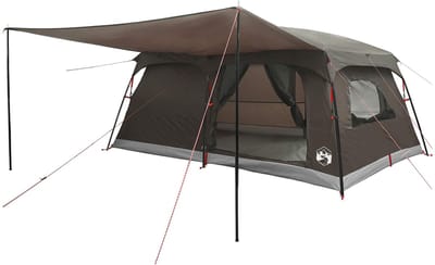 vidaXL - Familietent - 14-persoons - Bruin - Grijs - Polyester - en - Staal