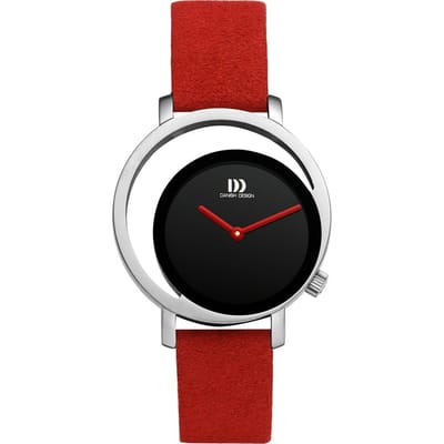 Danish Design Pico - Horloge Dames - Zilver/Rood - Luxe – 32 mm - RVS - Rond - Analoog