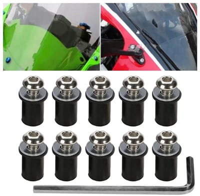 Dailygoods- Voorruitschroeven 10 stuks - Aluminium - Multifunctioneel - Motorfiets - Autoaccessoires - 1,8 x 0,9 cm - Zwart/goud/zilver/rood/groen/blauw - Schroevenset