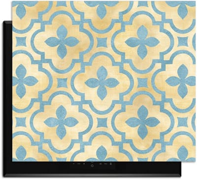 KitchenArt - Soft Azure Blossom - Inductie Beschermer - 52x35 cm - Kookplaat Beschermer - Luxe Afdekplaat Inductieplaat - Anti-slip & Oprolbaar - Beschermmat Inductiekookplaat