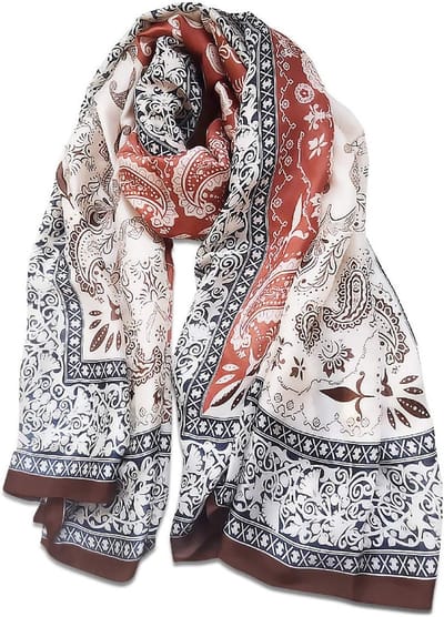 Elegante zijden sjaal voor dames met bloemenprint, zacht en warm, ideaal voor alle seizoenen en als zonbescherming
