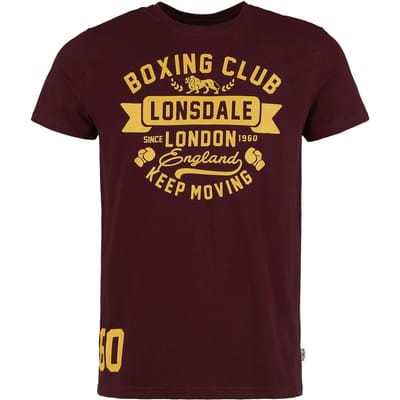 Lonsdale London T-shirt - GRUTING - S tot M - voor Mannen - bordeaux