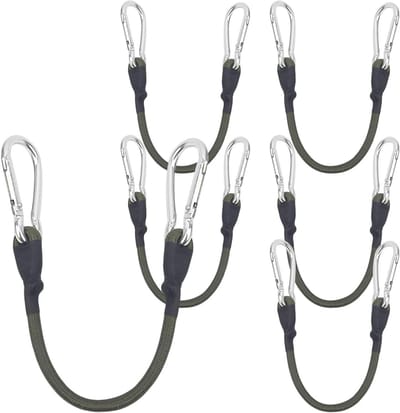 Spanrubber met haak - Expander touw - Bagage vastzetten - 6 stuks set - 8 mm dik - Legergroen
