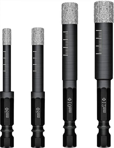 Boorbits - 4 Stuks - Boorset - Tegelboren - Zwart - 6 Mm 8 Mm 10 Mm 12 Mm - Voor Tegels - Porselein - Aardewerk - Keramische Tegels - Glas En Steen