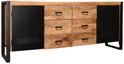 Dressoir mangohout Jazzy bruin zwart ladekast industrieel 200x85cm duurzaam mango kast
