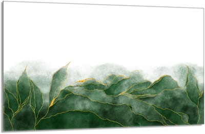 TMK ArtDeko Serie - Glasplaatbescherming voor Fornuis - 80x52 cm - Bladeren Thema
