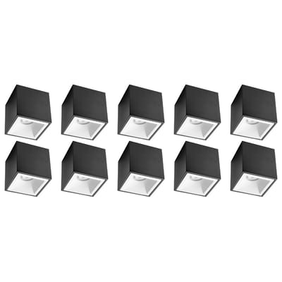 Opbouwspot 10 Pack - Pragmi Cliron Pro - GU10 Fitting - Opbouw Vierkant - Mat Zwart/Wit - Aluminium - Verdiept - Ø90mm