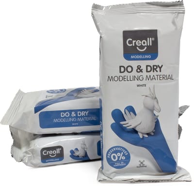 Creall Do & Dry | Luchtdrogende klei kleur Wit | 3 x 1000g | Made in Holland | Zacht en klaar voor gebruik | Made in Holland | Knutselwerk kinderen, school, hobby, DIY en creatieve projecten
