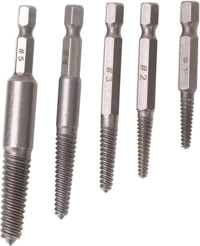 Allecto Plus - Schroefextractorset voor Beschadigde Schroeven - 5-delige set - Koolstalen Schroefverwijderaar - 1/4 Inch Zeskantschacht - Voor het Verwijderen van Roestige, Vastgedraaide Schroeven - 75mm, 5mm, 4mm, 35mm, 3mm