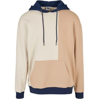 Urban Classics - Oversized Color Block Hoodie/trui - M - Beige/Blauw