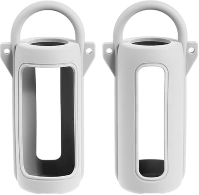 Beschermhoes geschikt voor JBL Grip Bluetooth Speaker - Met Draaghendel, Draagriem en Karabijnhaak - Meerdere Kleuren - Grijs/Wit - Schokbestendig - Krasbestendig - Siliconen - Hoesje - Case - Bescherming