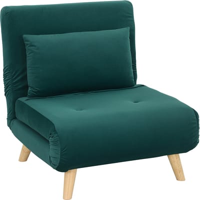 Slaapstoel - Uitklapbaar - Slaapbank - Logeerbed - Zetelbed - Slaapfauteuil - Vouwbed - 1 persoons - Zeer comfortabel - Donkergroen