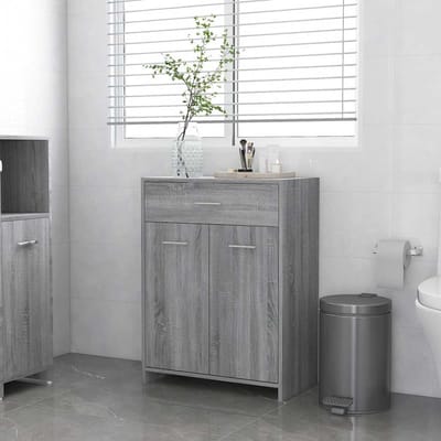 vidaXL - Badkamerkast - 60x33x80 - cm - bewerkt - hout - grijs - sonoma - eikenkleurig