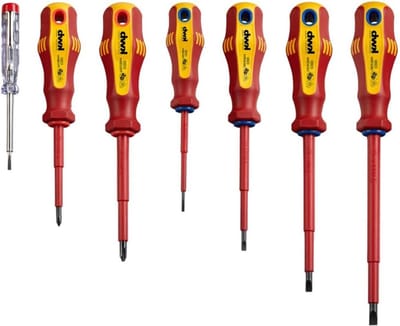 Schroevendraaierset - Gereedschap set - Klusjes in huis - Geïsoleerde handgrepen - 35 cm set - Multicolor