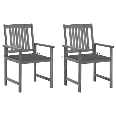 vidaXL - Tuinstoelen - 2 - st - met - kussens - massief - acaciahout - grijs