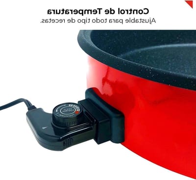 Multifunctionele pan - Elektrische stoofpan - Gerechten bereiden - Antiaanbaklaag - 42 cm diameter - Rood