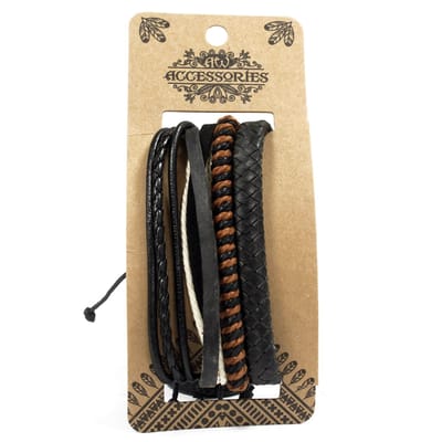 Heren Armband Set – Dark & Handsome - Imitatieleer - Zwart - Bruin