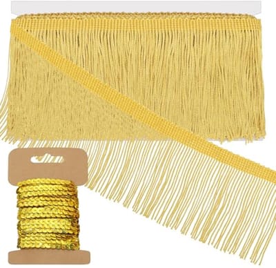 Gouden Fringe met Pailletten Trim voor DIY Decoratie en Kledingaccessoires