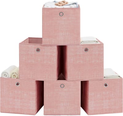 SONGMICS - Opbergbox - Opbergdoos - Set van 6 - Vliesstof met Handgreep - Voor Kast en Kledingopslag