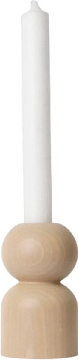 LEMON LILY Houten Kandelaar ‘3-in-1 Low’ – Naturel – Ø 8.5 × 14 cm – Geschikt voor Diner-, Stompkaarsen & Waxinelichtjes – Handgemaakt Design