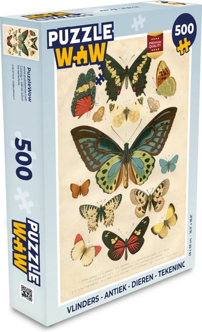 Puzzel Vlinders - Antiek - Dieren - Tekening - Legpuzzel - Puzzel 500 stukjes