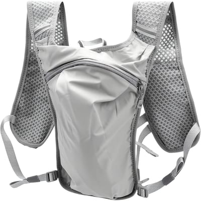 Gilet d'hydratation Sac à dos en nylon respirant Gilet d'hydratation avec sangles de poitrine réglables Multiples poches pour le cyclisme grise