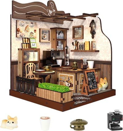 DIY Miniatuur Poppenhuis Set met 77 Stukken, Inclusief Meubels en LED Verlichting, 3D Houten Puzzel voor Volwassenen en Tieners, Creatieve Bouwkit voor Thuisdecoratie