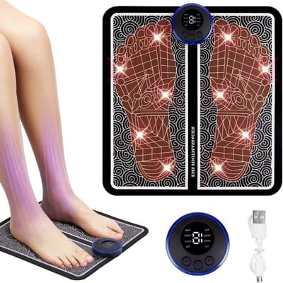 Elektrische Voetmassager met 8 Niveaus en 19 Intensiteiten, Vouwbaar en Draagbaar voor Spierstimulatie van Voeten en Benen